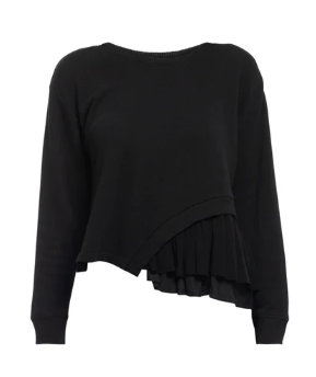 Round Neck Mix Media Sweatshirt