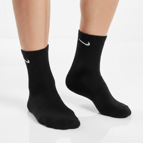 socks 3 pieces black long nike cotton